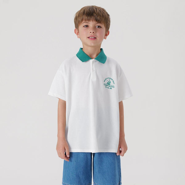 MARC&JANIE Boys Casual Collegiate Short Sleeve Polo Shirt Kids Tops for Summer 240788 - MARC&JANIE