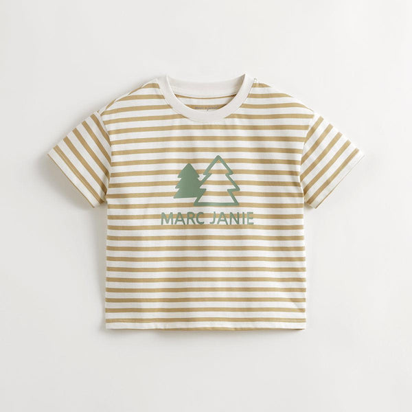 MARC&JANIE Boys Urban Outdoor Striped Short Sleeve T-Shirt Kids Cotton Top for Summer 240586 - MARC&JANIE