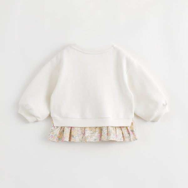 MARC&JANIE Girls Patchwork Floral Hem Loose Sweatshirt Kids' Tops for Autumn 231603 - MARC&JANIE