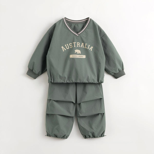 MARC&JANIE City Outdoor Style Boys Moisture Wicking and Quick Drying Fashion V-neck Sports Suit for Spring 240015 - MARC&JANIE