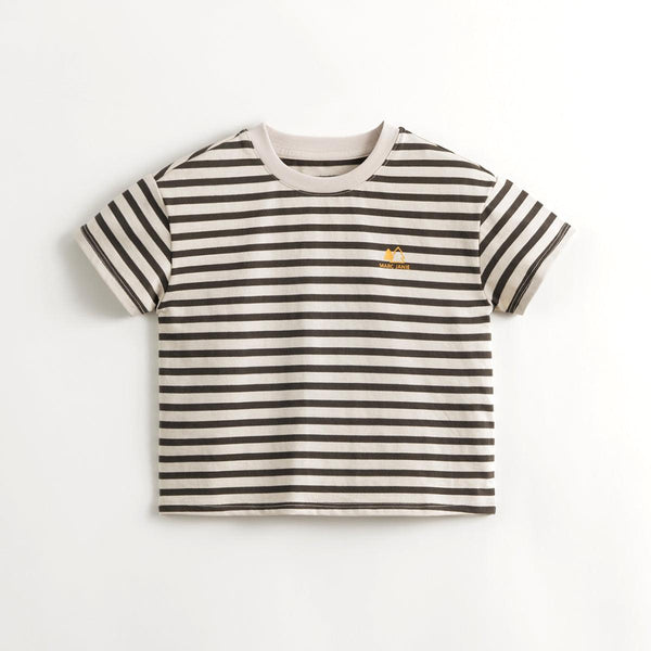 MARC&JANIE Outdoor Style Boys Striped Short Sleeve T-Shirt Kids Cotton Top for Summer 240589 - MARC&JANIE