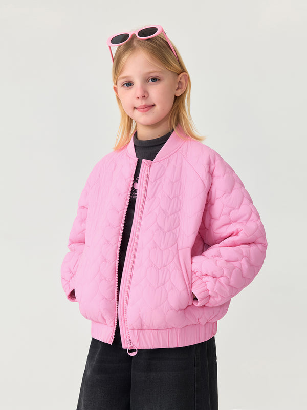 MARC & JANIE Kids Girl Water Repellent Heart Quilted Baseball Jacket 551562