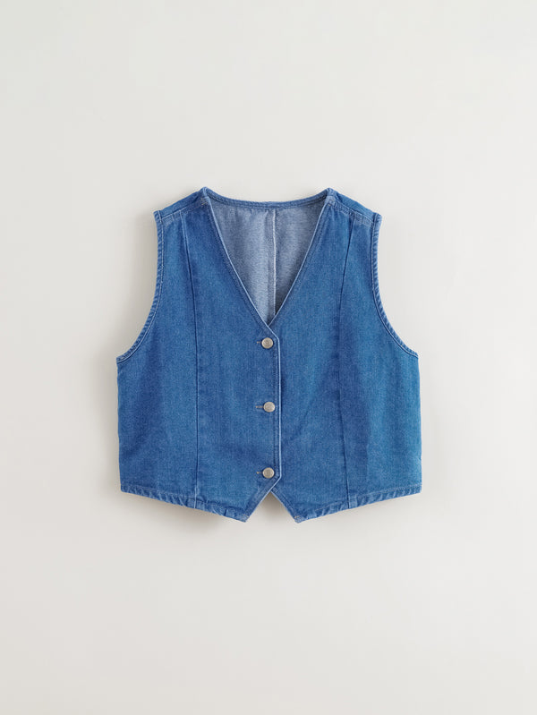 MARC & JANIE Toddler Kids Girl Vintage V-Neck Denim Vest 241359