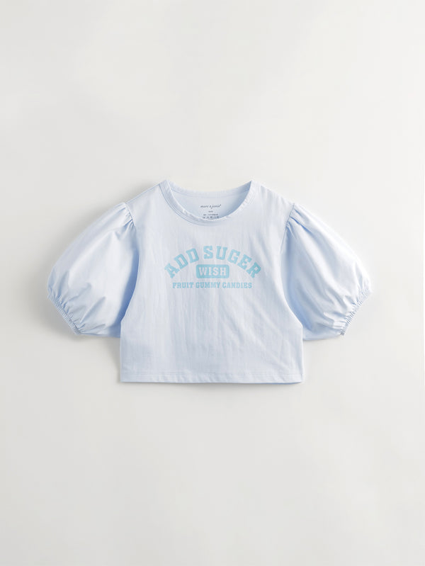 MARC & JANIE Toddler Kids Girl Bubble Sleeve Letter T-Shirt 240780