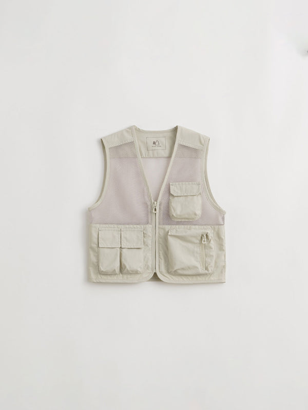 MARC & JANIE Toddler Kids Boy Skeletonized Mesh Patchwork Multi-Pocket Work Vest 240011
