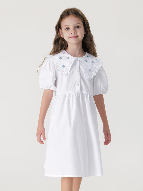 MARC & JANIE Toddler Girl Vintage Embroidered Peter Pan Collar Dress 240653