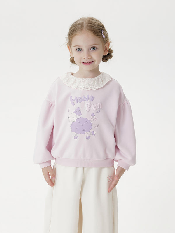 MARC & JANIE Toddler Girl Sweet Lamb Floral Lace Collar Sweatshirt 551182