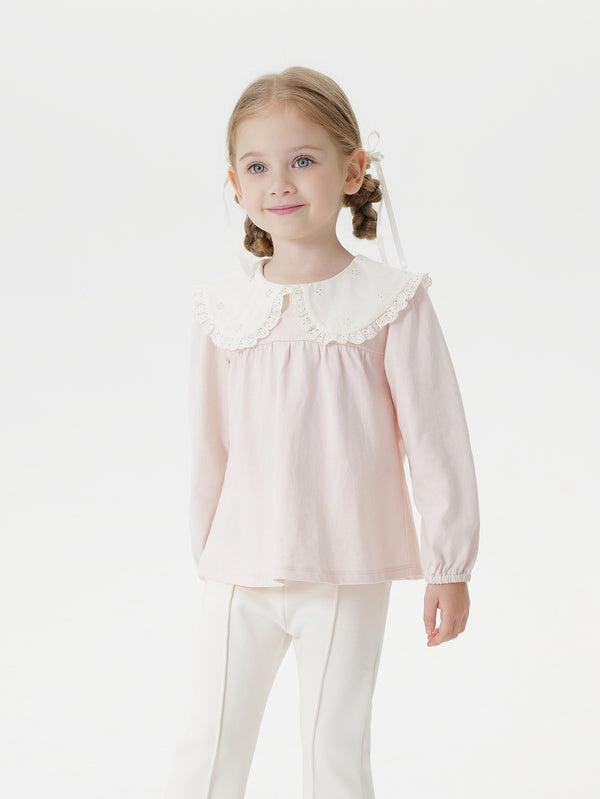 MARC & JANIE Toddler Girl Comfortable Pure Cotton Doll Collar T-Shirt 551222