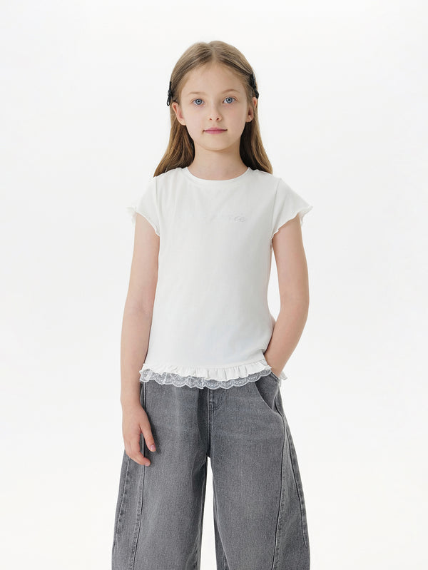 MARC & JANIE Kids Girl Modal Lace Letter T-Shirt 550682