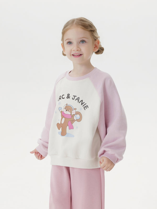 MARC & JANIE Unisex Toddler Squirrel Print Colorblock Raglan Sweatshirt 551151