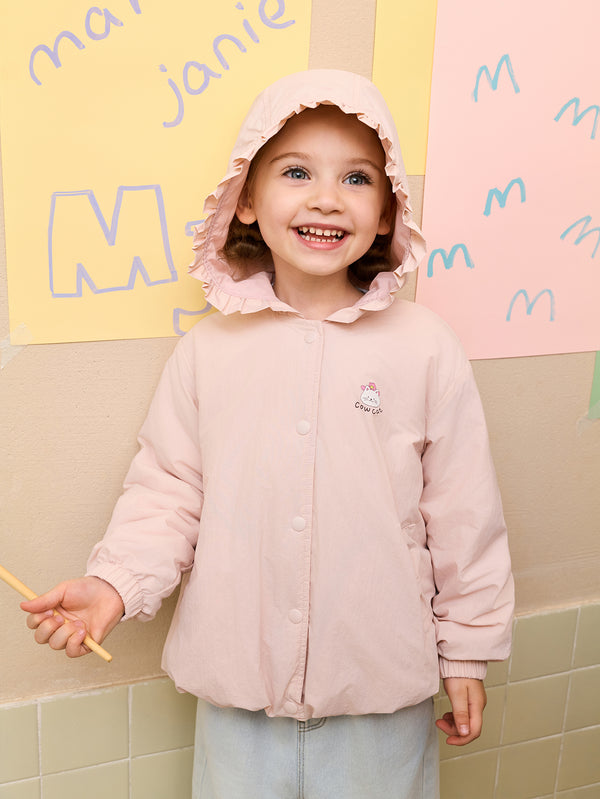 MARC & JANIE Toddler Girl Cat Lace Hooded Padded Jacket 551573