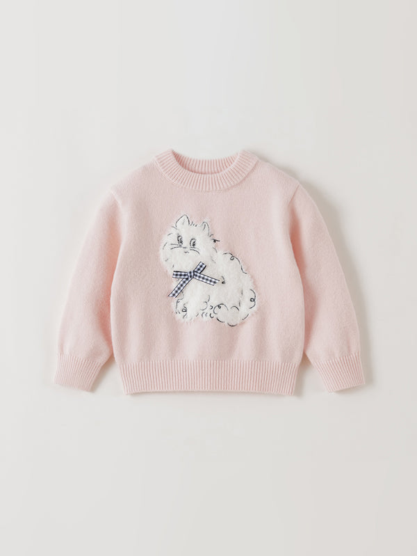 MARC & JANIE Toddler Girl Sweet Cute Cat Wool Knit Sweater 551927