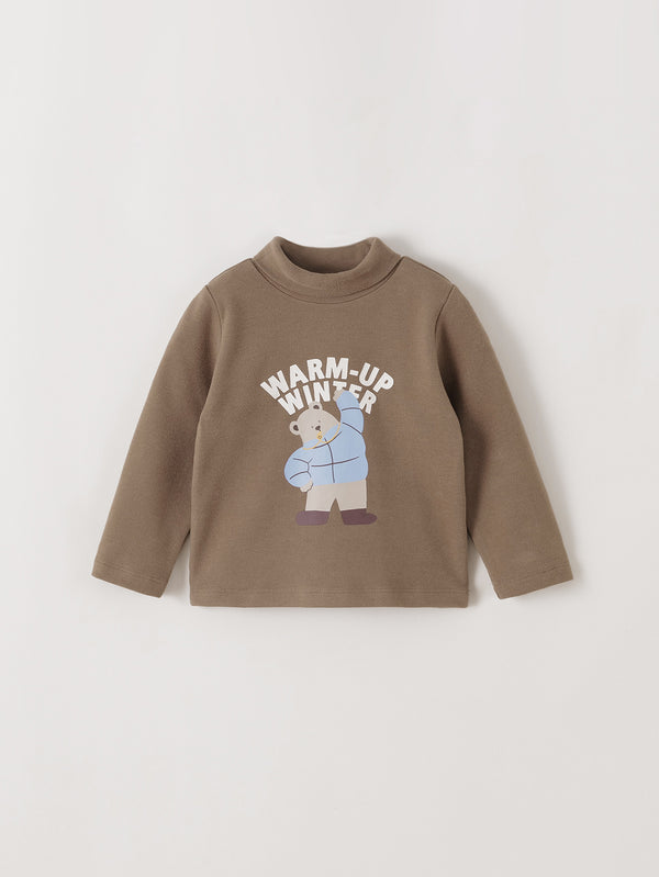 MARC & JANIE Toddler Kids Boy Thermal Ski Bear Turtleneck Long Sleeve Base Layer Shirt Winter Warm Undershirt Top 551696