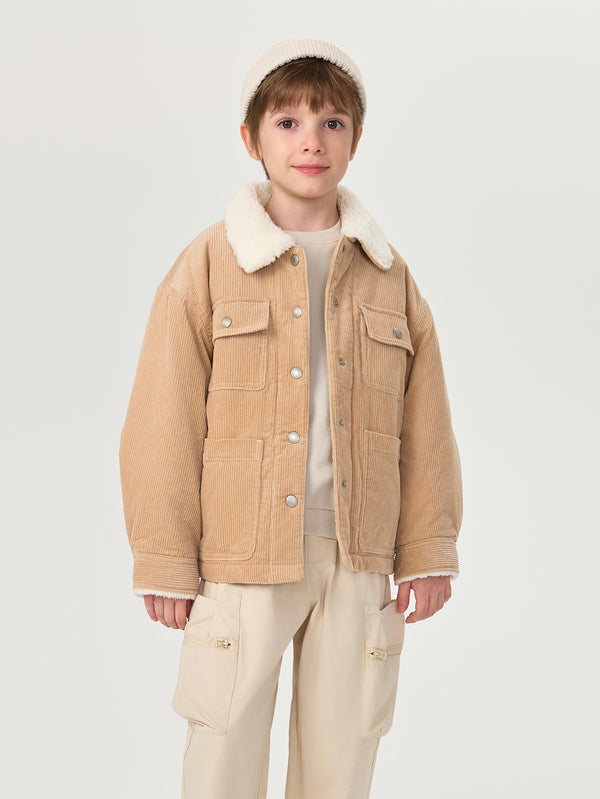 MARC & JANIE Unisex Kids Girl Boy Corduroy Quilted Jacket Warm Fleece Collar Winter Coat Outerwear 551566