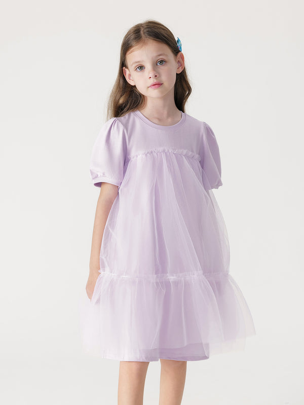 MARC & JANIE Toddler Kids Girl Bubble Sleeve Tulle Dress 240831