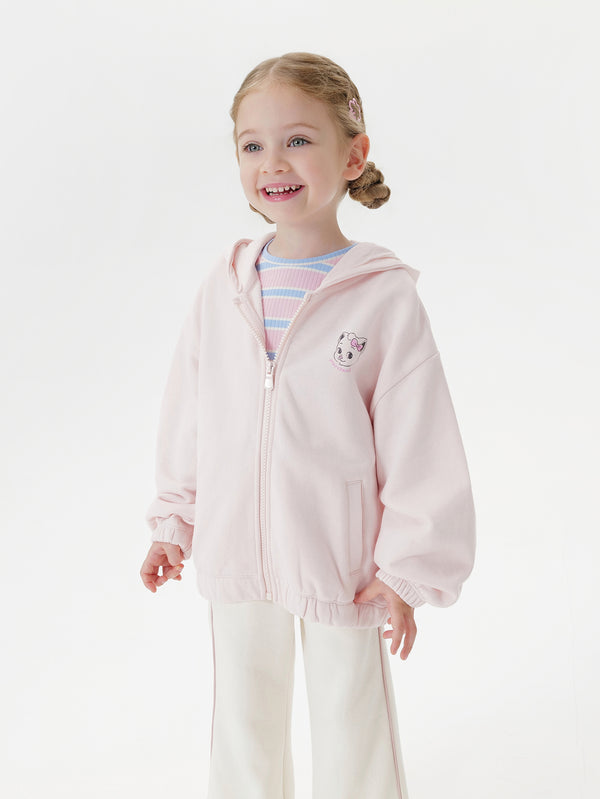MARC & JANIE Toddler Girl Cat Hoodie Soft Cotton Zipper Jacket Casual Outerwear 551612