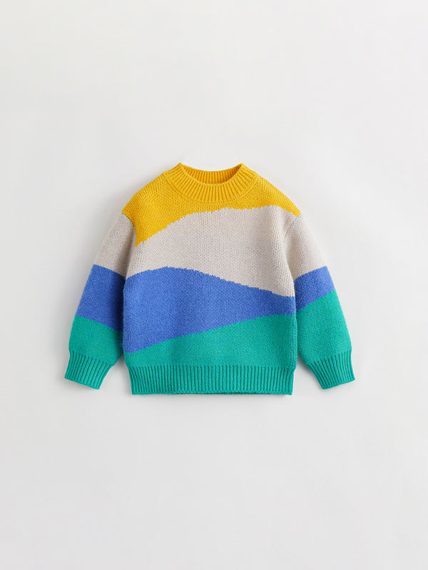 MARC & JANIE Toddler Boy Irregular Color Block Loose Sweater 231311