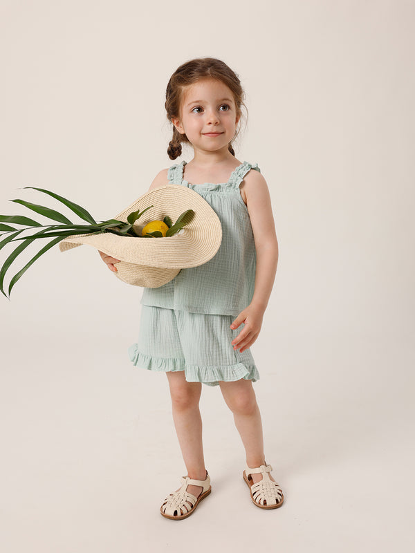 MARC & JANIE Toddler Girl Seersucker Suspender Shorts Sets 230832
