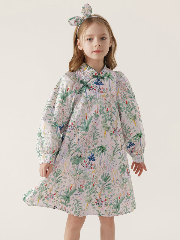 MARC & JANIE Toddler Kids Girl Garden Bubble Sleeve Cheongsam Dress 240159