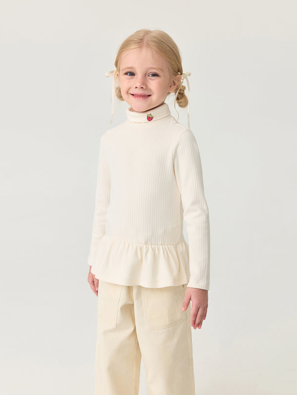 MARC & JANIE Toddler Kids Girl Thermal Turtleneck Long Sleeve Shirt  Lace Patchwork Base Layer Undershirt Winter Top 551213