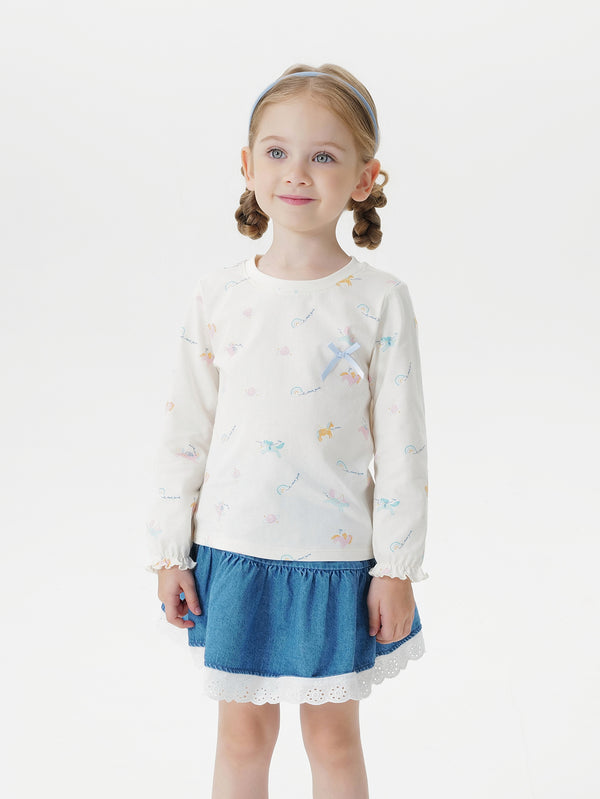 MARC & JANIE Toddler Girl Cloud Cotton Rainbow Pony T-Shirt 551192