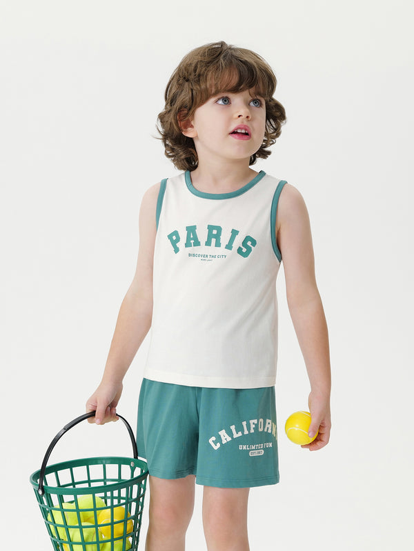 MARC & JANIE Toddler Kids Boy School Basketball Uniform Sports Tank Top Set 240511