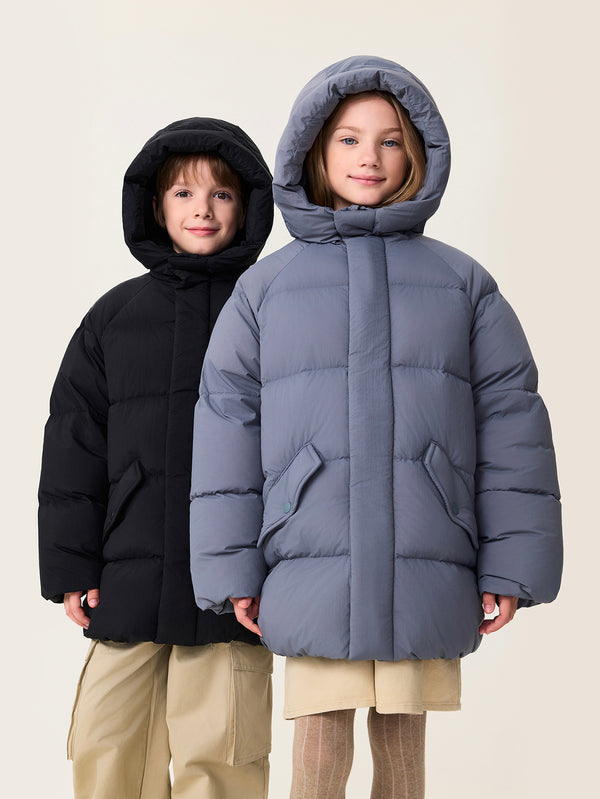 MARC & JANIE Unisex Kids Water-Repellent Warm Mid-Length Hooded Down Jacket 551628