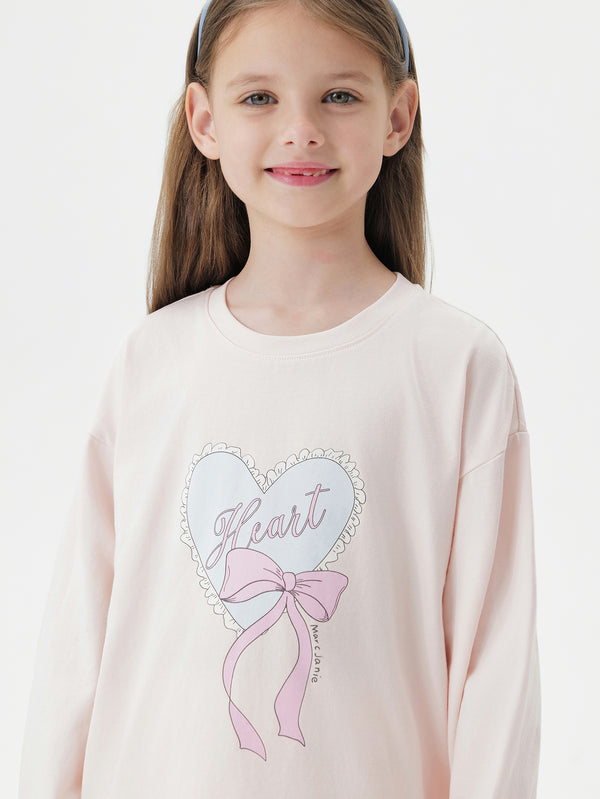 MARC & JANIE Kids Girl Soft Cotton T-Shirt Sweet Bow Design Ribbed Neckline 551207