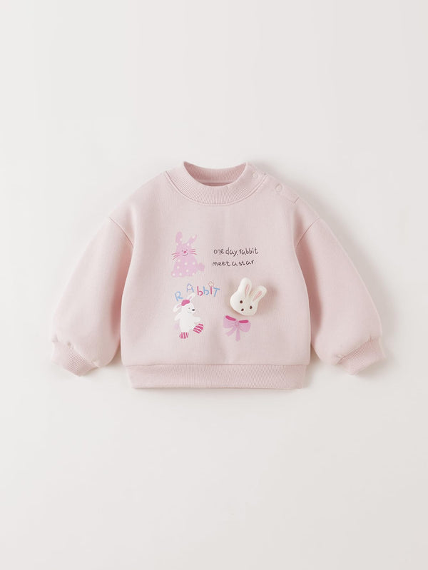 MARC & JANIE Toddler Girl Rabbit Graphic Fleece Mock Neck Sweatshirt 551189