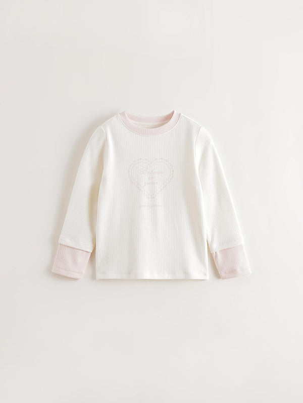 MARC & JANIE Kids Girl Hearts Letter Thermal Layered T Shirt 551218