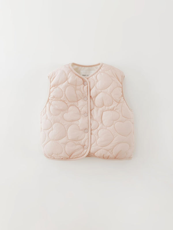 MARC & JANIE Toddler Girl Heart Quilted Warm Vest 551603