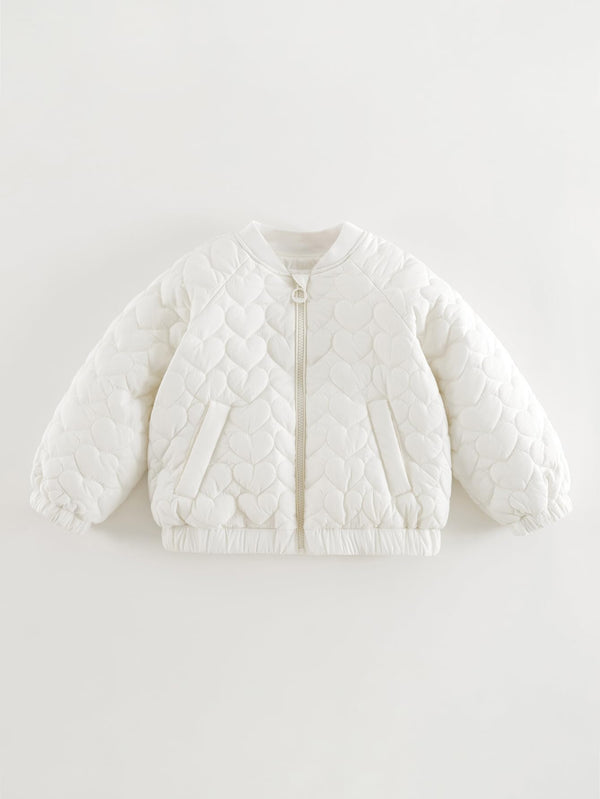MARC & JANIE Kids Girl Water Repellent Heart Quilted Baseball Jacket 551562