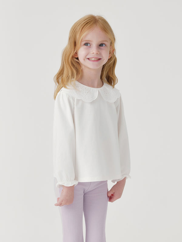 MARC & JANIE Toddler Girl Hollow Peter Pan Collar T-Shirts 241182