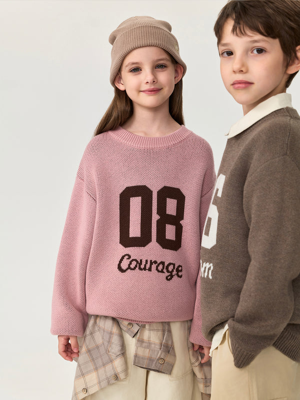 MARC & JANIE Unisex Kids Wool Knit Sweater Boys Girls Vintage College Style Pullover Fall Winter Warm Jumper 551813