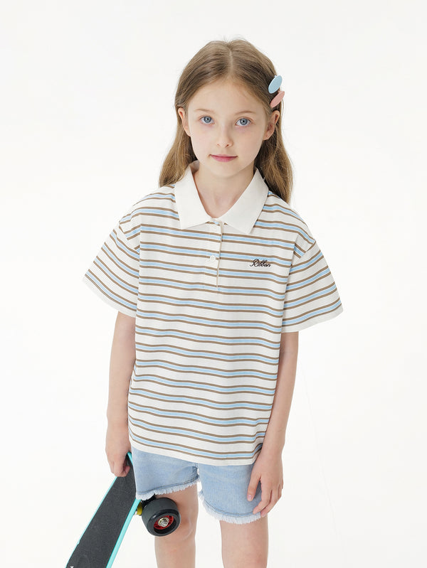 MARC & JANIE Kids Girl Retro Striped Polo Shirt Short Sleeves T-Shirts 550690
