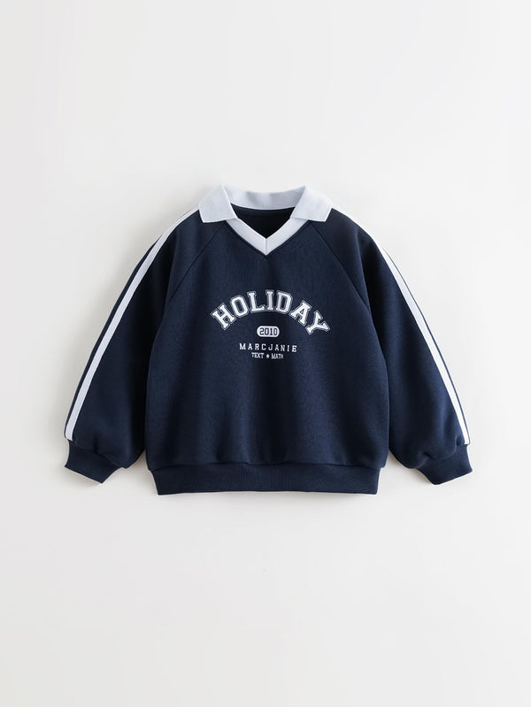 MARC & JANIE Kids Girl American Preppy Polo Collar Sweatshirt 551210