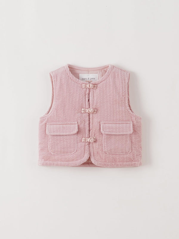 MARC & JANIE Toddler Girl Corduroy Quilted Frog Button Vest 551802