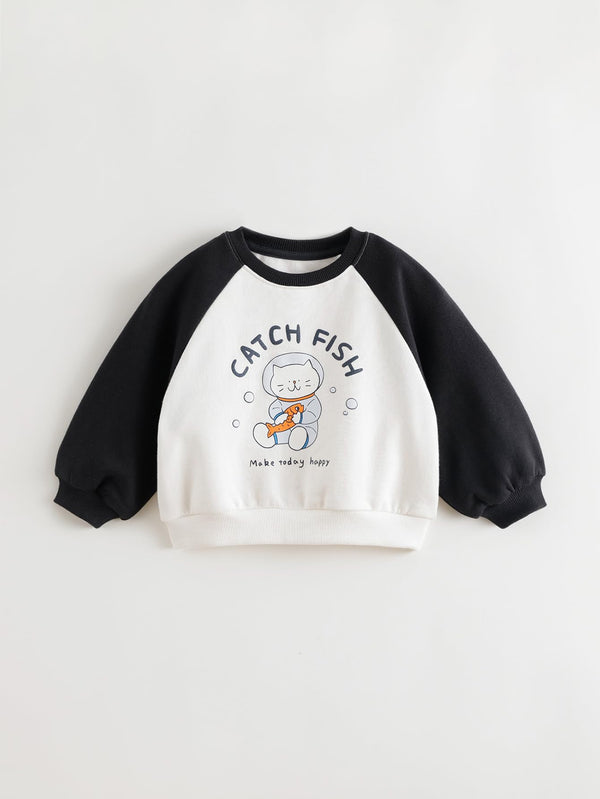 MARC & JANIE Toddler Boy Astronaut Cat Colorblock Sweatshirt 551135
