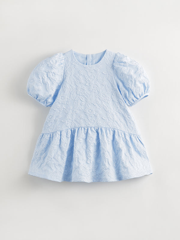 MARC & JANIE Toddler Kids Girl Embroidered Lotus Leaf Edge Bubble Sleeve Dress 240832