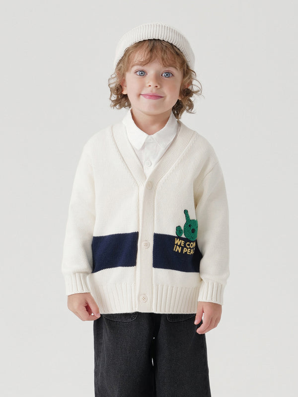 MARC & JANIE Toddler Boy Fun Alien V-neck Cardigan 231833