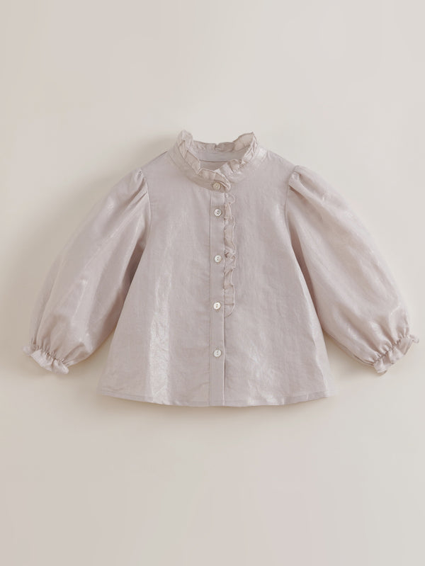 MARC & JANIE Toddler Girl Pleated Earrings Stand-up Collar Shirt 230203