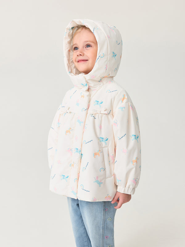 MARC & JANIE Toddler Girl Water Repellent Ballet Girl Hooded Puffer Jacket 551576