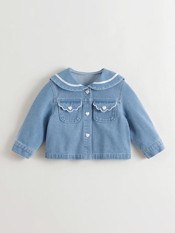 MARC & JANIE Toddler Girl Sailor Collar Denim Jacket Outerwear 551510