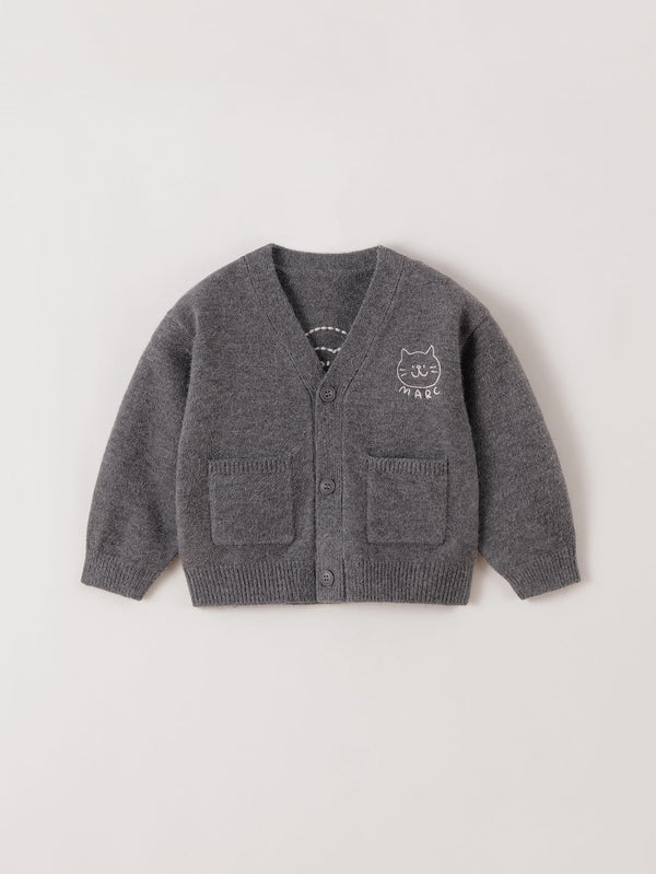 MARC & JANIE Toddler Boy Cat Graphic Soft Knit Cardigan 551852