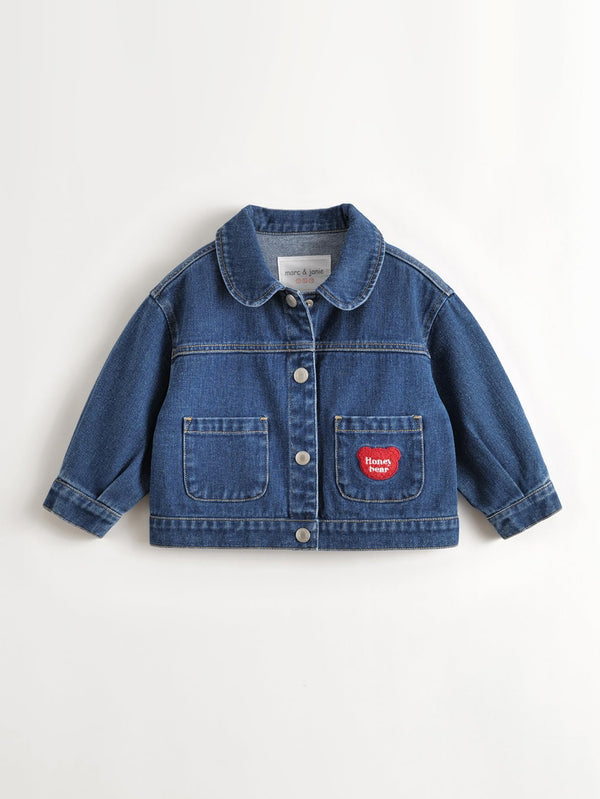 MARC & JANIE Toddler Girl Heart Bear Cotton Denim Jacket 551509