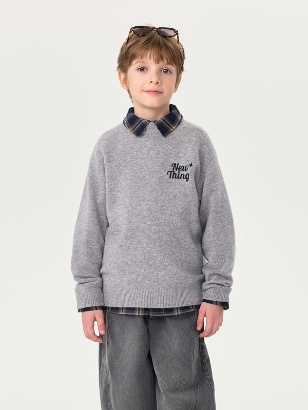 MARC & JANIE Unisex Kids 100% Wool Sweater Boys Girls Winter Knit Pullover Warm Letter Jumper 551812