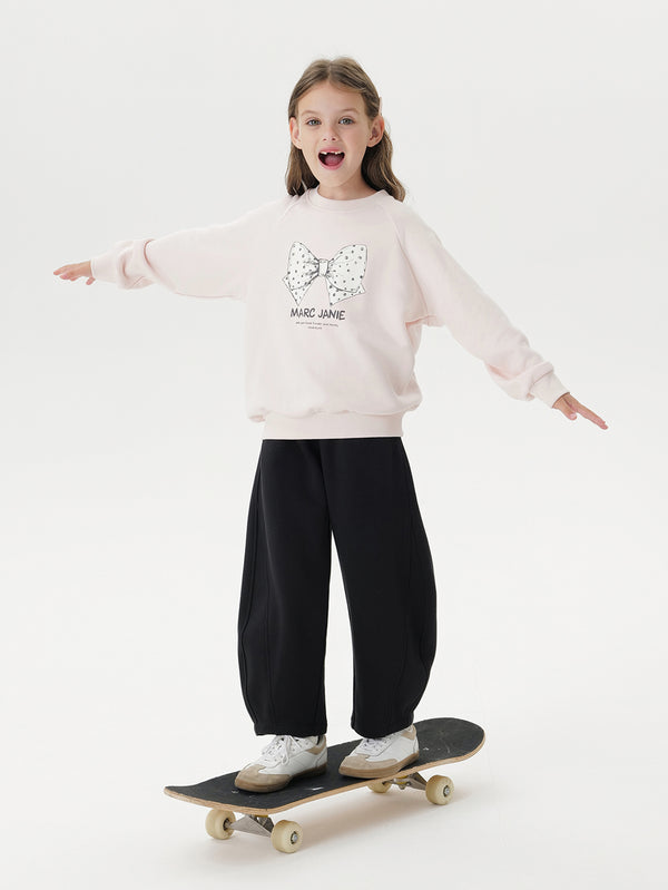 MARC & JANIE Kids Girl Polka Dot Bow Sweatshirt Soft Knit 551195