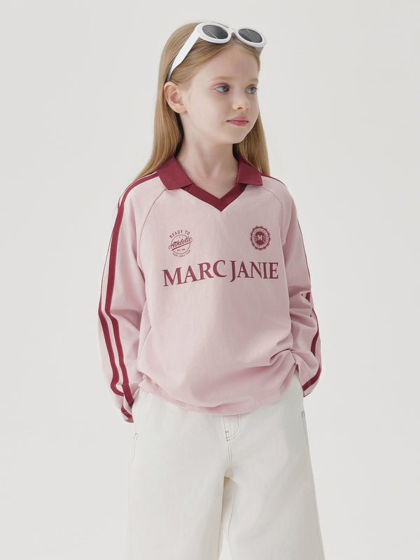 MARC & JANIE Toddler Kids Girl Sports Lapel V Neck T-shirts Vintage Tops 241281