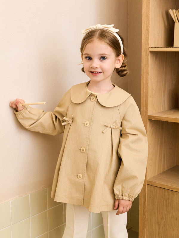 MARC & JANIE Toddler Girl Bow Collar Cotton Trench Coat 551575