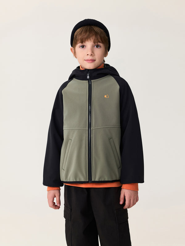 MARC & JANIE Unisex Toddler Kids Windproof Colorblock Hooded Softshell Fleece-Lined Jacket 551230